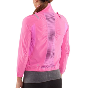 Rare 🌸Hot Pink Size 8 Running Jacket Full Zipper Ruffle Shoulder Mock Neck‎